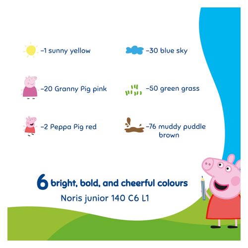 Staedtler Peppa Pig Noris Junior 3-in-1 Colouring Pencils Includes Pencil Sharpener Box 6