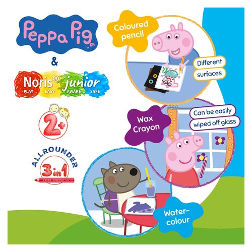 Staedtler Peppa Pig Noris Junior 3-in-1 Colouring Pencils Includes Pencil Sharpener Box 6