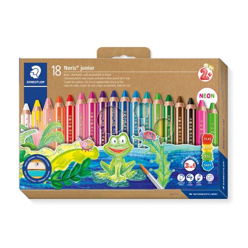 Staedtler Noris Junior 3-in-1 Colouring Pencils Includes Pencil Sharpener Box 18