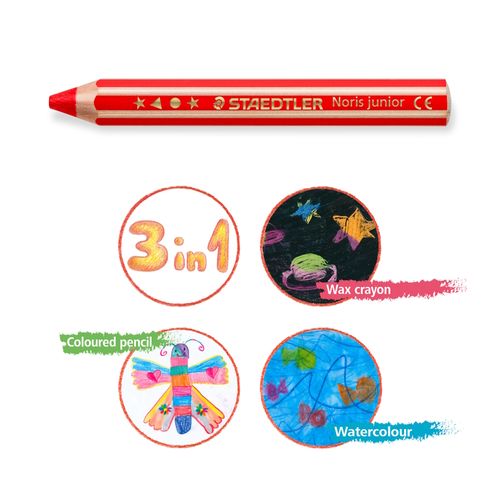 Staedtler Noris Junior 3-in-1 Colouring Pencils Includes Pencil Sharpener Box 18