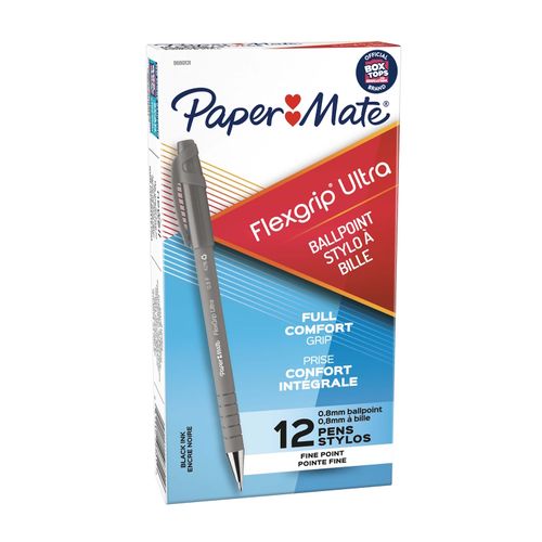 Paper Mate Flexgrip Ballpoint Pen Ultra Fine Black - Sold Each (12 per Box)