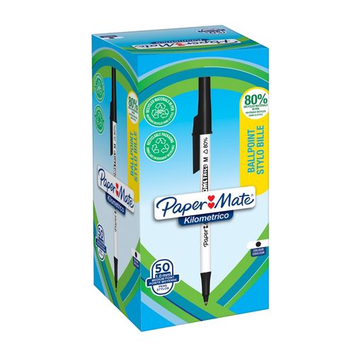 Paper Mate Kilometrico Ballpoint Pen Medium Black Box 50