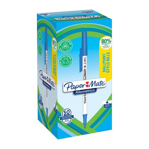 Paper Mate Kilometrico Ballpoint Pen Medium Blue Box 50