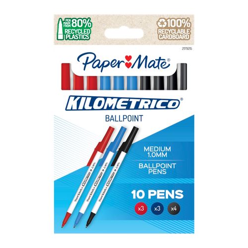 Paper Mate Kilometrico Ballpoint Pen Medium Business Assorted Pack 10