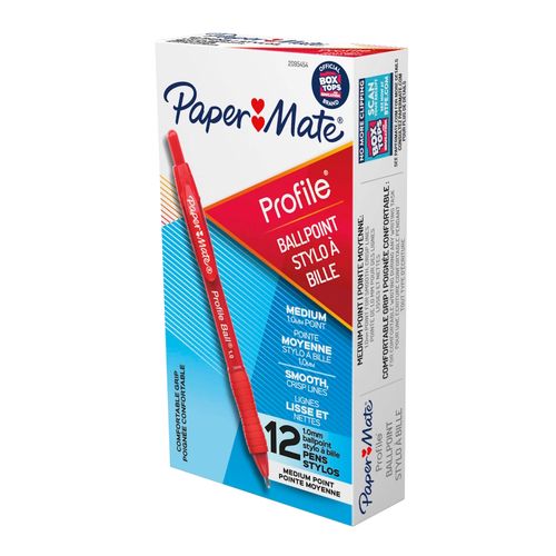 Paper Mate Profile Retractable Ballpoint Pen 1mm Red Box 12