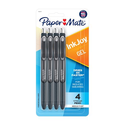 Paper Mate InkJoy Gel Pens 0.7mm Black Assorted Pack 4