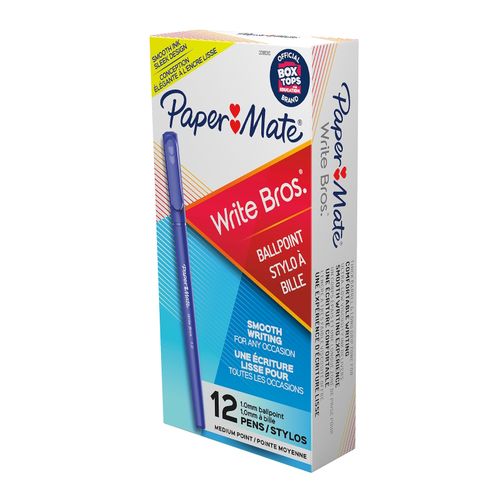 Paper Mate Write Bros Ballpoint Pen Blue Box 12