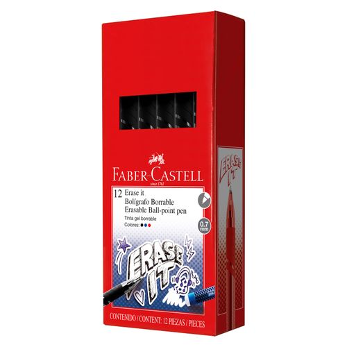 Faber-Castell Erase It Gel Pen Erasable 0.7mm Black Box 12