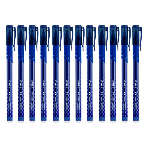 Faber-Castell Erase It Gel Pen Erasable 0.7mm Blue Box 12