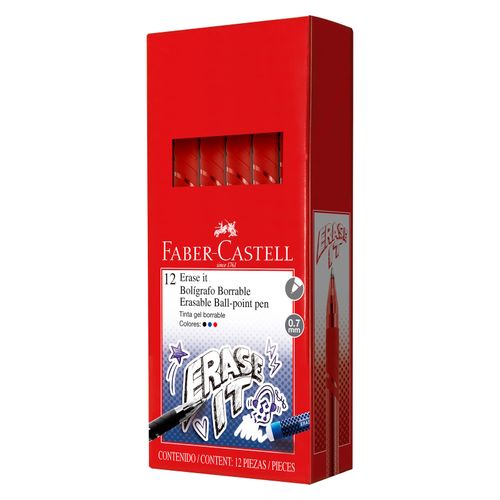 Faber-Castell Erase It Gel Pen Erasable 0.7mm Red Box 12
