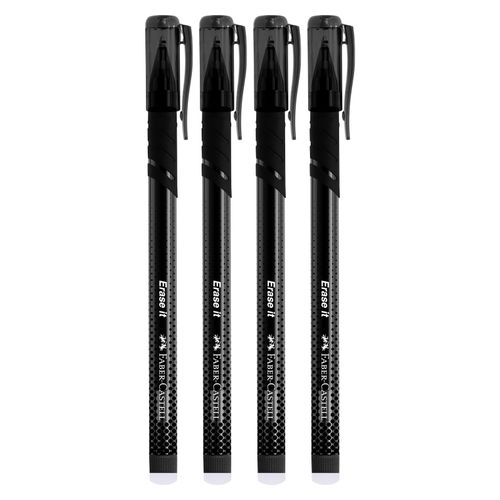Faber-Castell Erase It Gel Pen Erasable 0.7mm Black Pack 4
