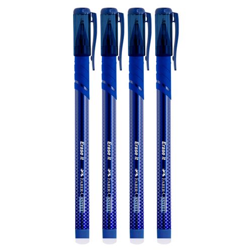 Faber-Castell Erase It Gel Pen Erasable 0.7mm Blue Pack 4