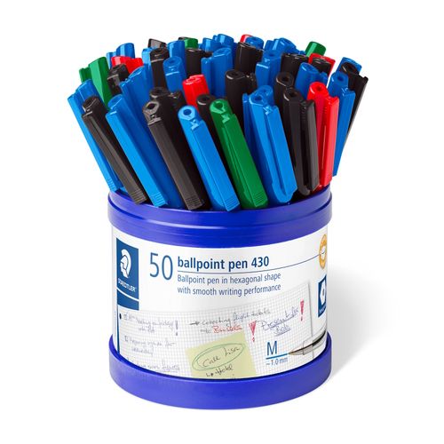 Staedtler Stick Ballpoint Pen 430 Medium Assorted Colours Cup 50
