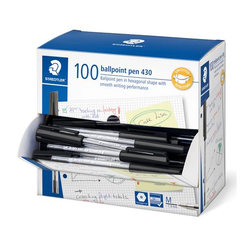 Staedtler Stick Ballpoint Pen 430 Medium Black Box 100