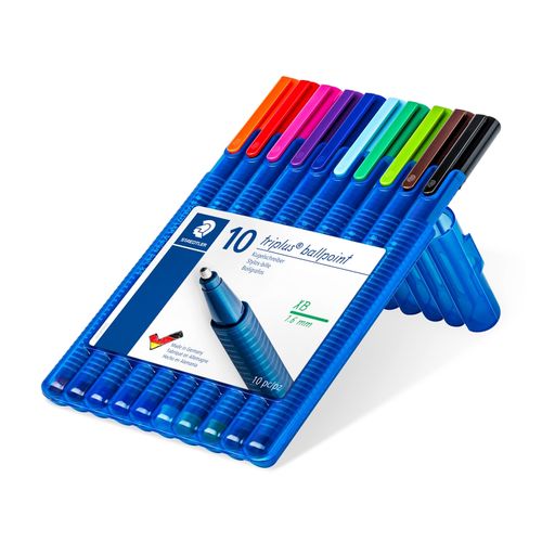 Staedtler Triplus Ballpoint Pen 437 Extra Broad Assorted Colours Wallet 10