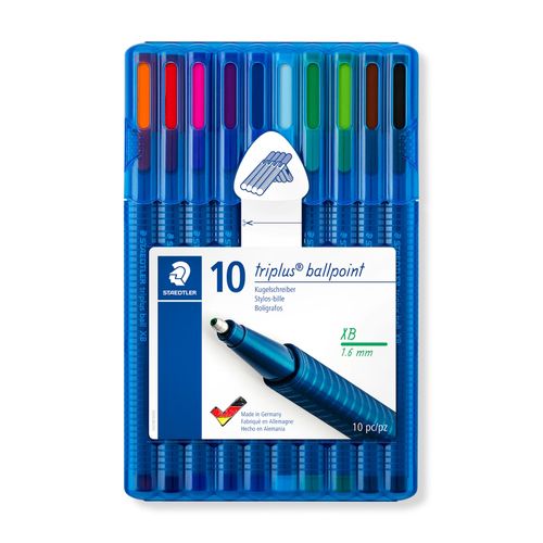 Staedtler Triplus Ballpoint Pen 437 Extra Broad Assorted Colours Wallet 10