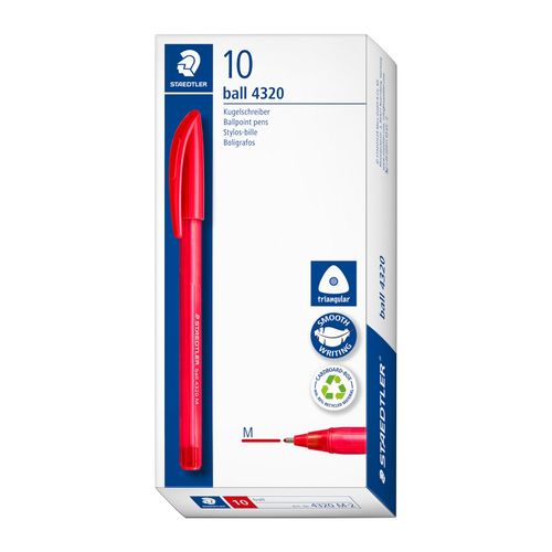 Staedtler Triangular Ballpoint Pen 4320 Medium Red Box 10