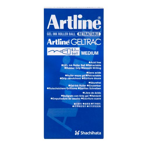 Artline 5570 Geltrac Retractable Gel Pen Medium Black Box 12