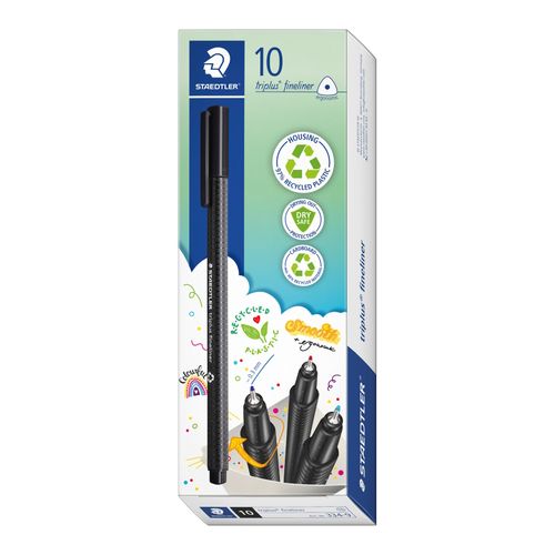 Staedtler Triplus 334 Fineliner Pen Black Box 10