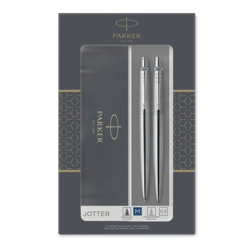 Parker Ballpoint Pen & Pencil Jotter Stainless Steel Barrel Chrome Trim