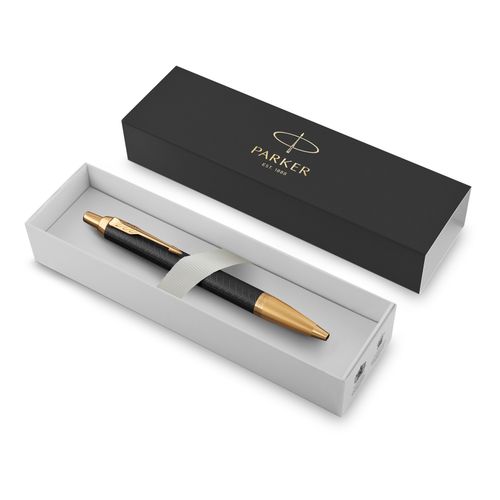 Parker Ballpoint Pen IM Premium Black Barrel Gold Trim Blue Ink