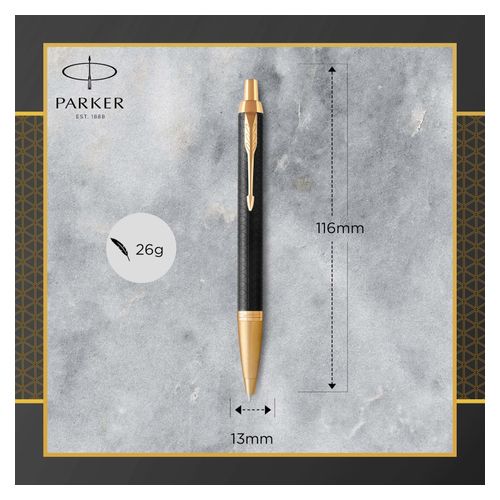 Parker Ballpoint Pen IM Premium Black Barrel Gold Trim Blue Ink