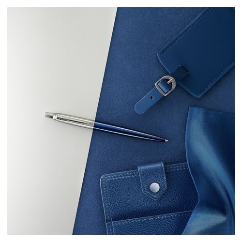 Parker Ballpoint Pen Jotter Royal Blue Barrel Chrome Trim Blue Ink