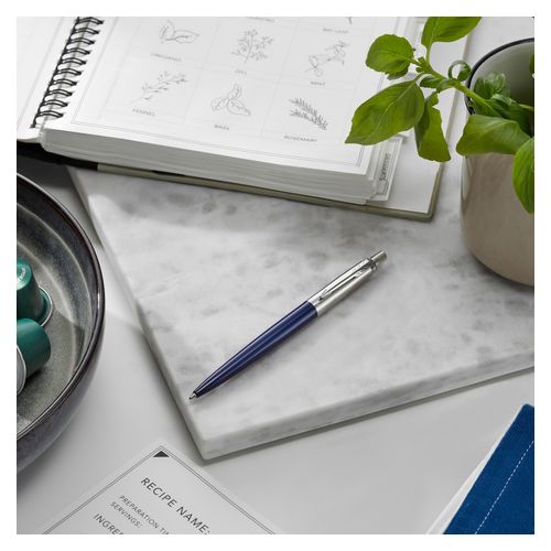 Parker Ballpoint Pen Jotter Royal Blue Barrel Chrome Trim Blue Ink
