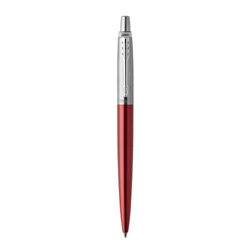 Parker Ballpoint Pen Jotter Kensington Red Barrel Chrome Trim Blue Ink