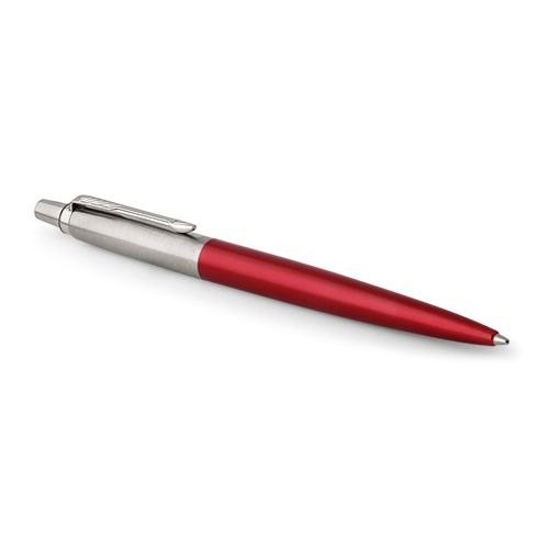 Parker Ballpoint Pen Jotter Kensington Red Barrel Chrome Trim Blue Ink