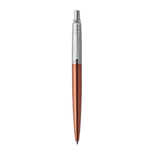 Parker Ballpoint Pen Jotter Chelsea Orange Barrel Chrome Trim Blue Ink