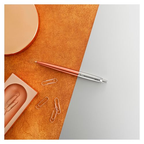 Parker Ballpoint Pen Jotter Chelsea Orange Barrel Chrome Trim Blue Ink
