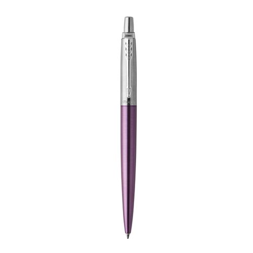 Parker Ballpoint Pen Jotter Victoria Violet Barrel Chrome Trim Blue Ink