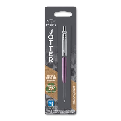 Parker Ballpoint Pen Jotter Victoria Violet Barrel Chrome Trim Blue Ink