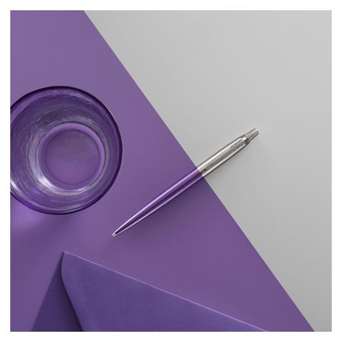 Parker Ballpoint Pen Jotter Victoria Violet Barrel Chrome Trim Blue Ink
