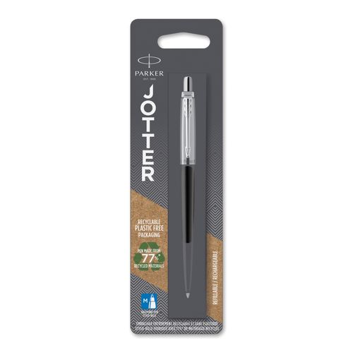 Parker Ballpoint Pen Jotter Bond Street Black Barrel Chrome Trim Blue Ink