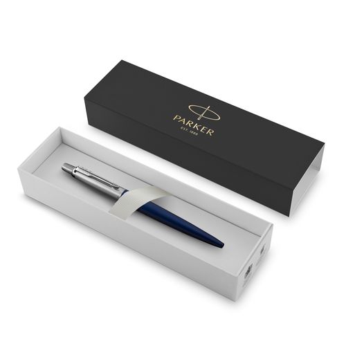 Parker Ballpoint Pen Jotter Royal Blue Barrel Chrome Trim Blue Ink with gift box
