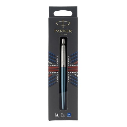 Parker Ballpoint Pen Jotter Waterloo Blue Barrel Chrome Trim Blue Ink