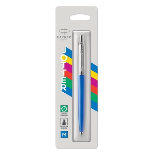 Parker Ballpoint Pen Jotter Originals Blue Barrel Chrome Trim Blue Ink