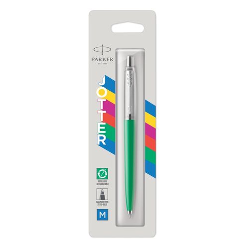 Parker Ballpoint Pen Jotter Originals Green Barrel Chrome Trim Blue Ink