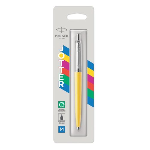 Parker Ballpoint Pen Jotter Originals Yellow Barrel Chrome Trim Blue Ink