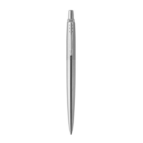 Parker Ballpoint Pen Jotter Stainless Steel Barrel Chrome Trim Blue Ink with gift box