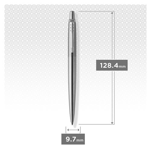 Parker Ballpoint Pen Jotter Stainless Steel Barrel Chrome Trim Blue Ink with gift box