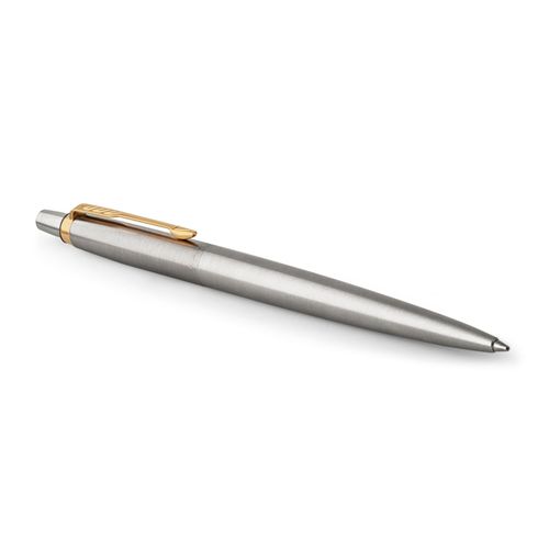 Parker Ballpoint Pen Jotter Stainless Steel Barrel Gold Trim Blue Ink