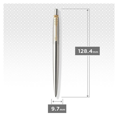 Parker Ballpoint Pen Jotter Stainless Steel Barrel Gold Trim Blue Ink
