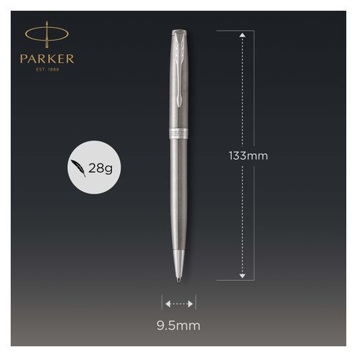 Parker Ballpoint Pen Sonnet Stainless Steel Barrel Chrome Trim Black Ink