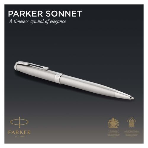 Parker Ballpoint Pen Sonnet Stainless Steel Barrel Chrome Trim Black Ink