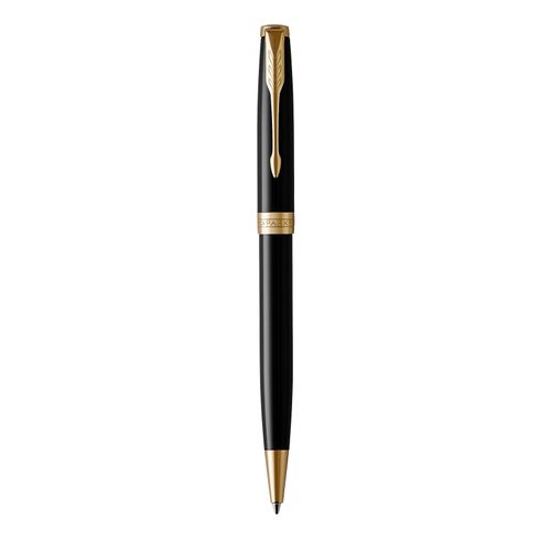 Parker Ballpoint Pen Sonnet Black Lacquer Barrel Gold Trim Black Ink