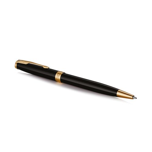 Parker Ballpoint Pen Sonnet Black Lacquer Barrel Gold Trim Black Ink