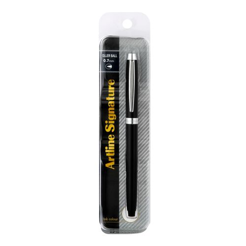 Artline Signature Rollerball Pen Onyx 0.7mm Black Barrel Black Ink Each